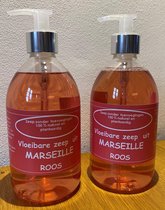 Vloeibare Marseille zeep, pompje 2 x 500 ml Roos