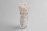 Hello Straw Papieren rietjes Bolletjesmotief Roze 6 x 200 mm, 100% ECO - 250 stuks / display doos