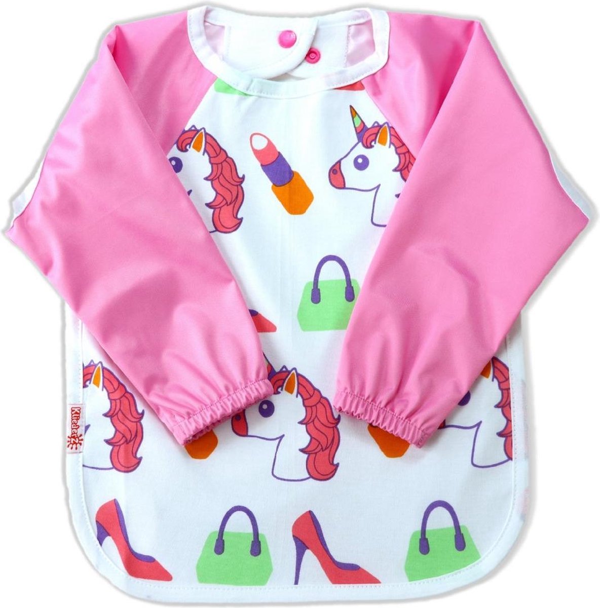 Goedkoopste KliederZ slab met mouwen | Roze Unicorn mouwslab peuter | Meisjes 18 - 36 mnd LB13a
