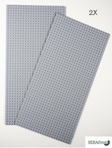 Bouwplaat - Set van 2 Stuks 24x48 dots - LICHT GRIJS - BPA vrij - premium