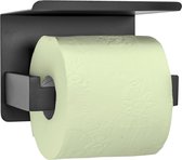 Wc Rolhouder met Plankje voor Telefoon - Toiletrolhouder Zwart Zonder boren