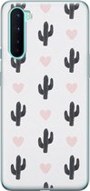 OnePlus Nord hoesje - Cactus hartjes - Soft Case Telefoonhoesje - Planten - Zwart
