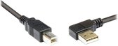 USB haaks naar USB-B kabel - USB2.0 - tot 2A / zwart - 1,8 meter