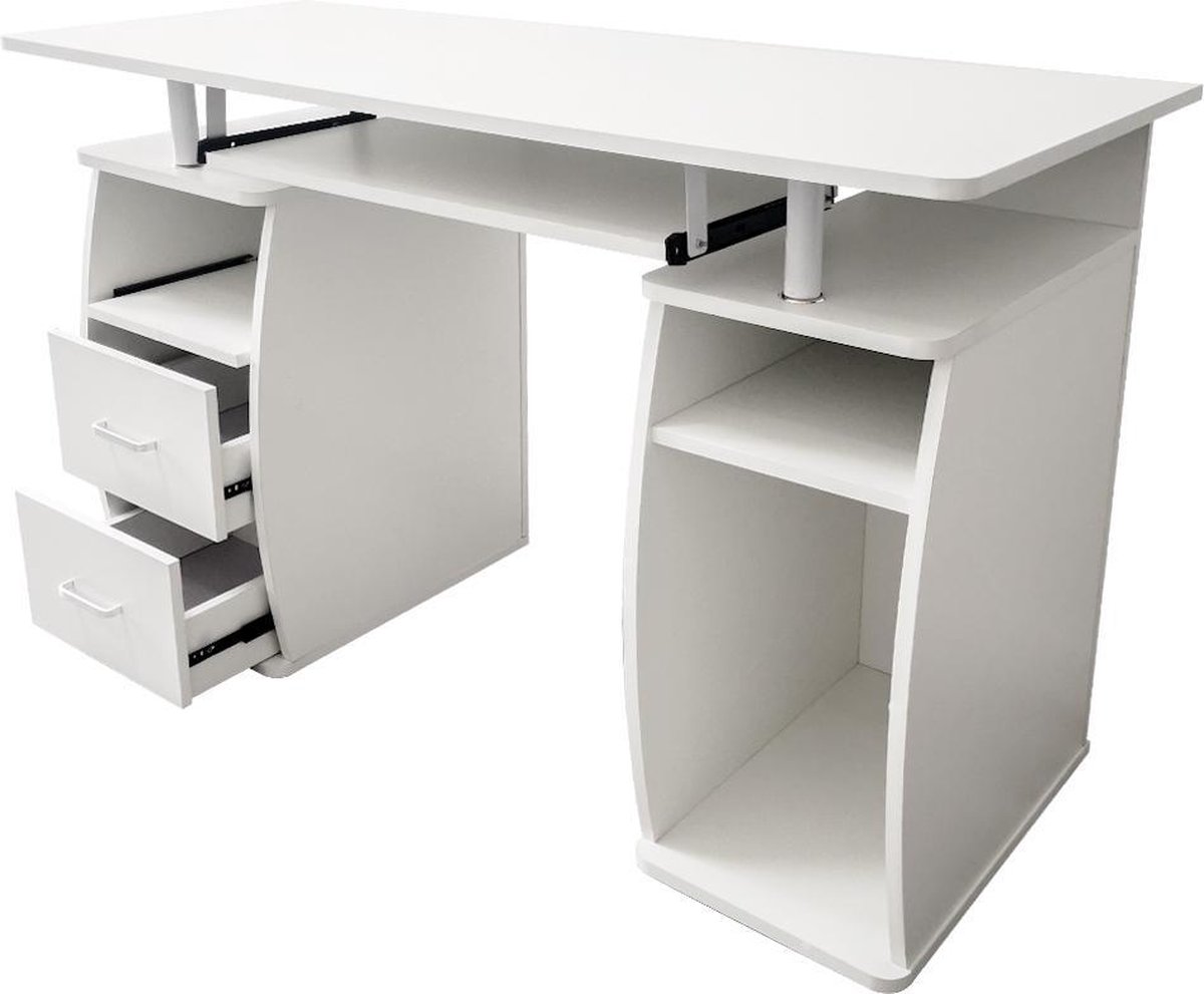 Table Bureau Ordinateur Meuble De Travail Blanc/noir 120 X 60 Cm à Prix  Carrefour