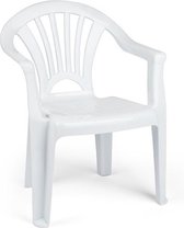 6x stuks kinder stoelen 50 cm - Wit - Tuinmeubelen - Kunststof binnen/buitenstoelen voor kinderen