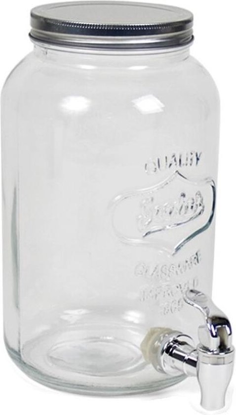 Glazen drank dispenser/limonadetap met kraantje - 3 liter | bol