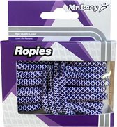 Mr Lacy schoenveters Rond- Ropies Violet/wit 130cm lang 5,5mm breed extra sterk