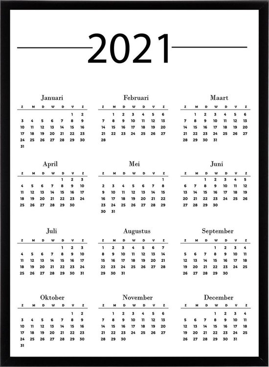 Kalender 2021 Met Weeknummers En Feestdagen Bol Com Poster Jaarkalender 2021 Jaarplanner Verjaardagskalender Kalender Large 50x70 Cm