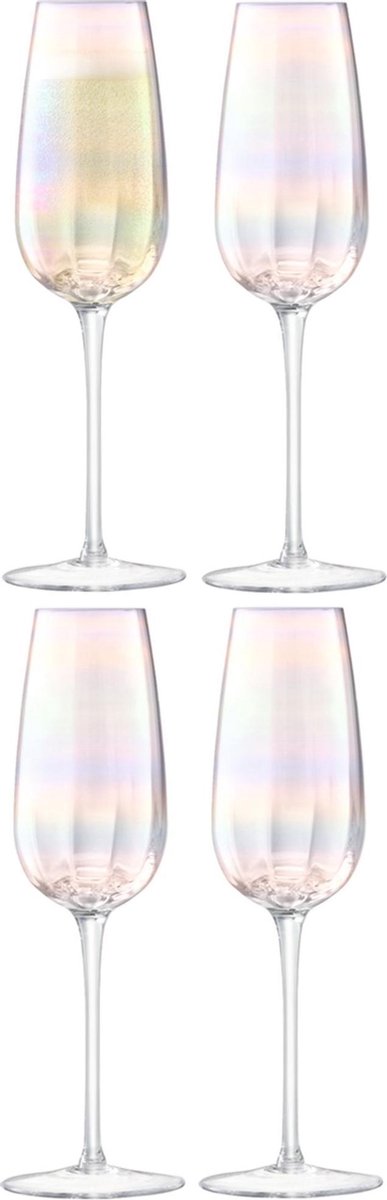 L.S.A. - Pearl Champagne Flute 250 ml Set van 4 Stuks - Glas - Transparant
