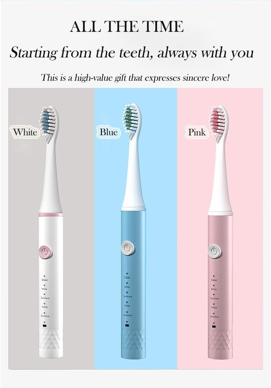 Sonische tandenborstel waterproof, kwaliteit, 5 modes ,3 borstels borstelkapje... | bol.com