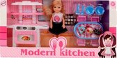 Jonotoys Tienerpop Modern Kitchen Blond 15 Cm Roze 11-delig