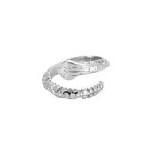 Slang Geplaatste Ring - Dames Ringen - Een Maat - adjustable size - Zilver - steenless steel