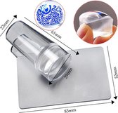 Veronica NAIL-PRODUCTS - Siliconen nagel stempel set Gelly - 3-delig - Doorzichtige siliconen nagel stempel + beschermkap + Stempel schraper