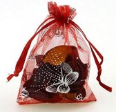 Organza zakjes rood met vlinders - 11x16 cm 100 stuks / cadeauzakjes