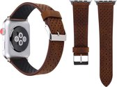 Compatible apple watch bandjes - By Qubix - Dot Pattern Leren bandje - Bruin - Geschikt voor Apple Watch 42mm / 44mm / 45mm - Apple watch series 3/4/5/6/7