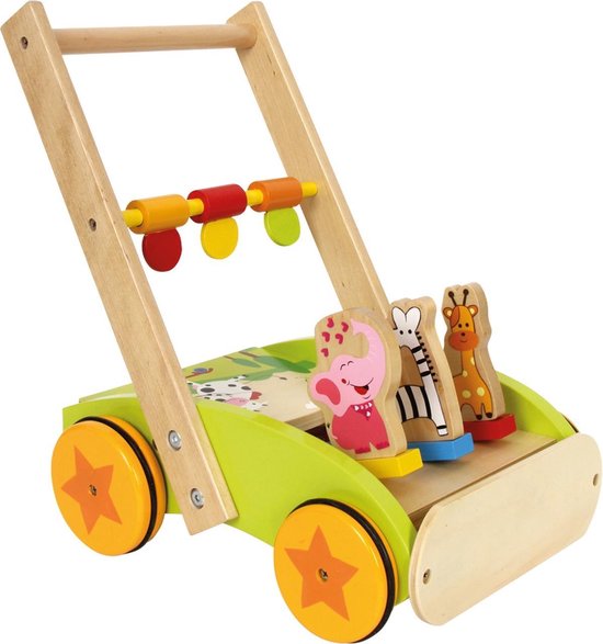 Malen Verslijten Onafhankelijk Loopwagen (baby walker) hout met activiteiten - Vrolijke dieren - Houten  speelgoed... | bol.com