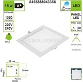 INBOUW VIERKANT LED PANEEL 15W 6400K 20CMX20CM  (SET VAN 2)