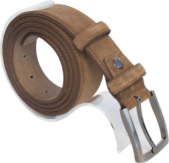 Donkerbruine brede suède damesriem 6cm| H.A.N. | Alice | Leatherbelove