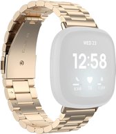 Fitbit versa bandjes van By Qubix - Fitbit Versa 3 / Sense metalen schakelbandje - Champagne goud