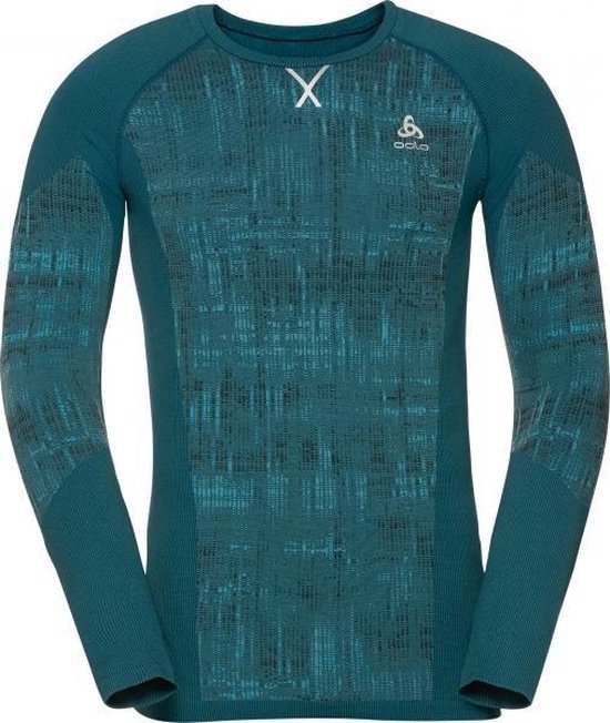 Odlo Thermoshirt Men Crew Neck Blackcomb - Blue Print Medium