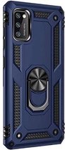 Samsung Galaxy Note 20 Blauw Shockproof Militairy Hybrid Armour Case Hoesje Met Kickstand Ring - Samsung Galaxy Note 20 - Extreem Stevige Anti-Shock Hard Rugged Cover Bumper Hoes M