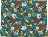 Handgemaakt boxkleed met luiaards - Lazy Jungle - 80 x 100cm