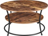 MIRA Home - Salontafel - Salontafel rond - Industriële tafel - Vintage - 2 Lagen - Hout - Bruin/Zwart - 80x45