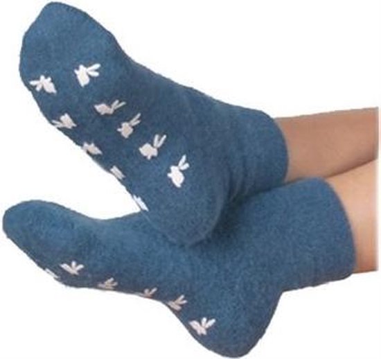 Bedsokken - Warmtesokken Anti-slip Blauw Maat S 36 -38