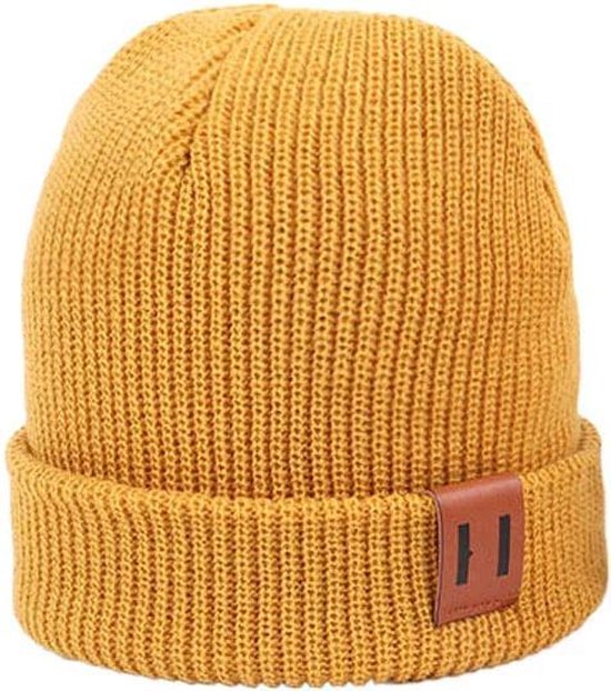 Chapeau bébé Dur dur / chapeau enfants - 40-55 cm circonférence - Jaune foncé avec un accent en cuir - qualité Premium