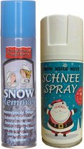 Sneeuwspray set 1x brandvertragende spuitsneeuw bus 150 ml en 1x reinigingsspray 125 - Kunstsneeuw/nepsneeuw spray en verwijderaar