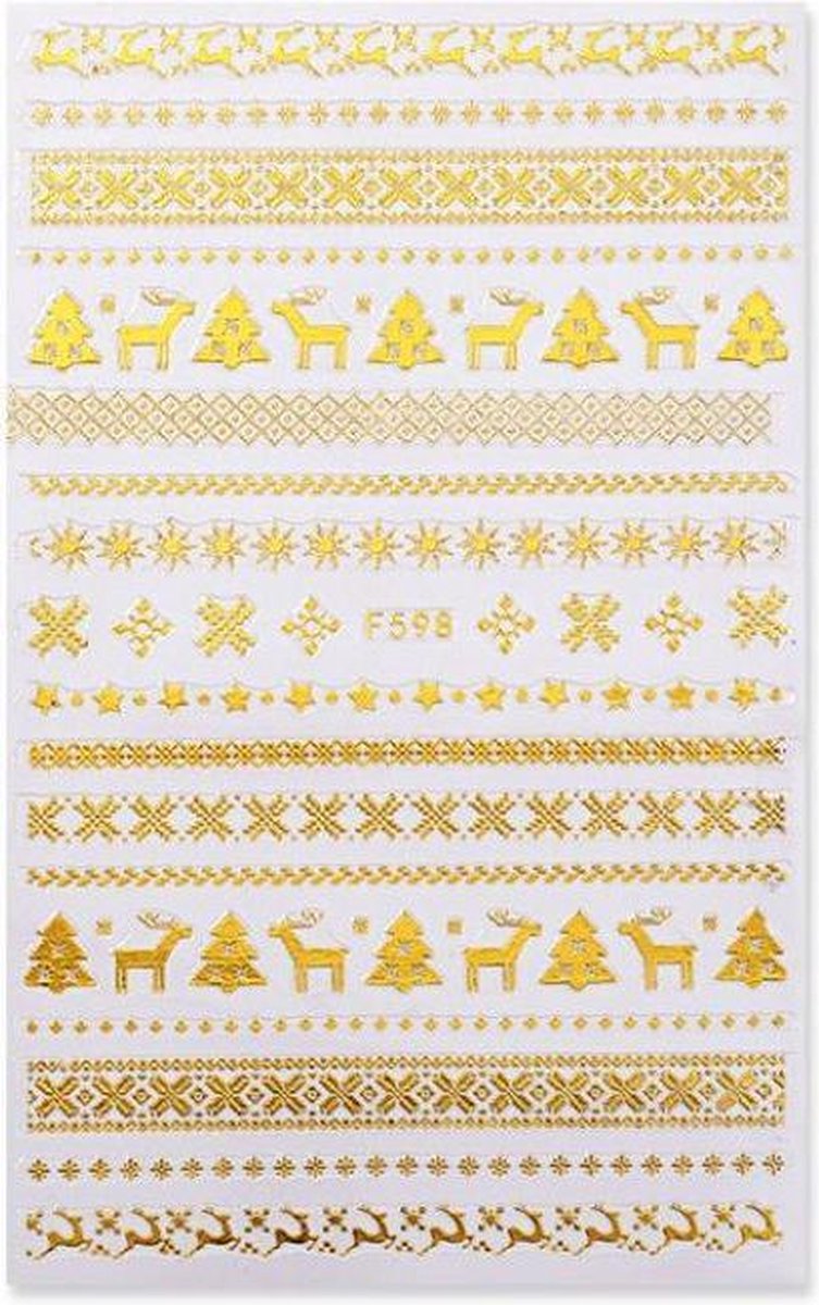 Goedkoopste Kerst Nagelstickers - Kerstmis Nagel Versiering - Gouden hert - 1 Vel