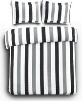Zachte Katoen/Satijn Lits-jumeaux Dekbedovertrek Stripes Zwart | 240x200/220 | Luxe En Comfortabel | Hoogwaardige Kwaliteit