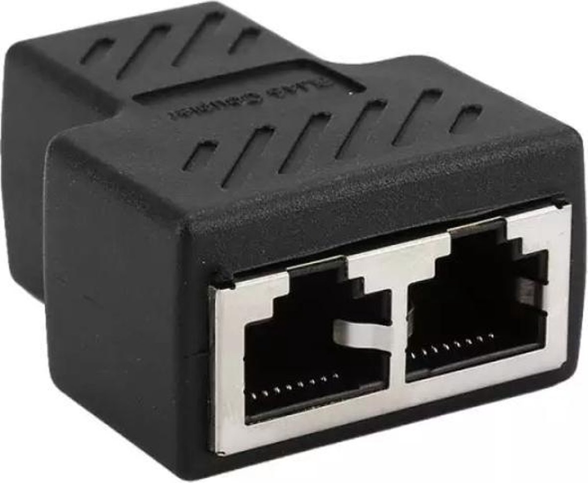 Jumalu Netwerk kabel splitter (RJ45/ISDN) - Zwart - Ethernet splitter - Split 1 kabel naar 2 kabels - netwerk kabel splitter - splitter netwerkkabel - lan splitter - Jumalu