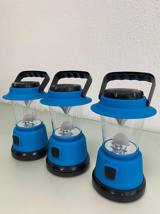 Lantaarn op batterijen handig voor in de tuin/op de camping 3 stuks (kunststof)