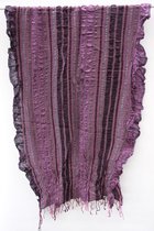 1001musthaves.com Crinkle wollen sjaal in lila aubergine en paars met schulprand 50 x 180 cm