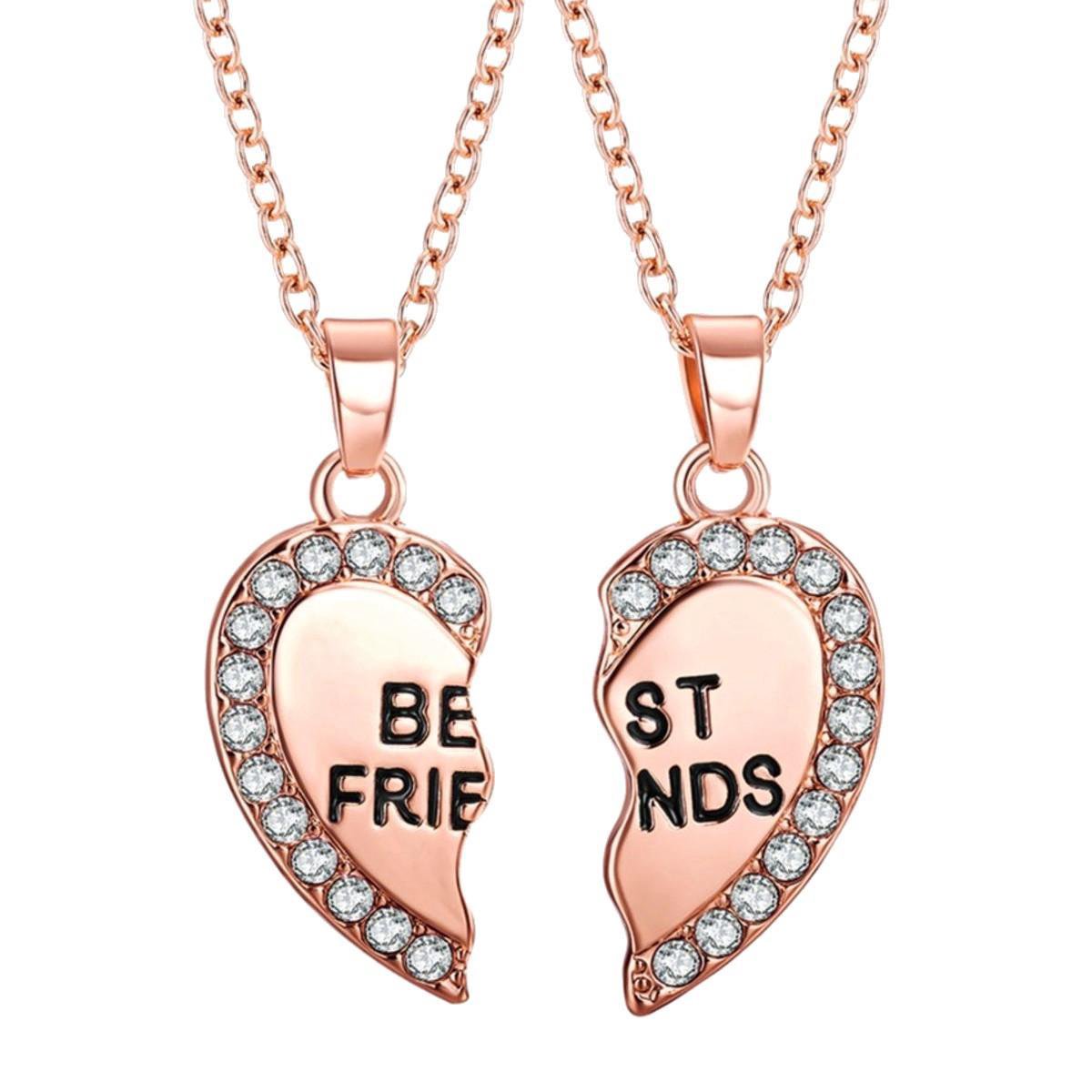 Fako Bijoux® - Vriendschapsketting - BFF Ketting - Gebroken Hart - Kristal - Goudkleurig