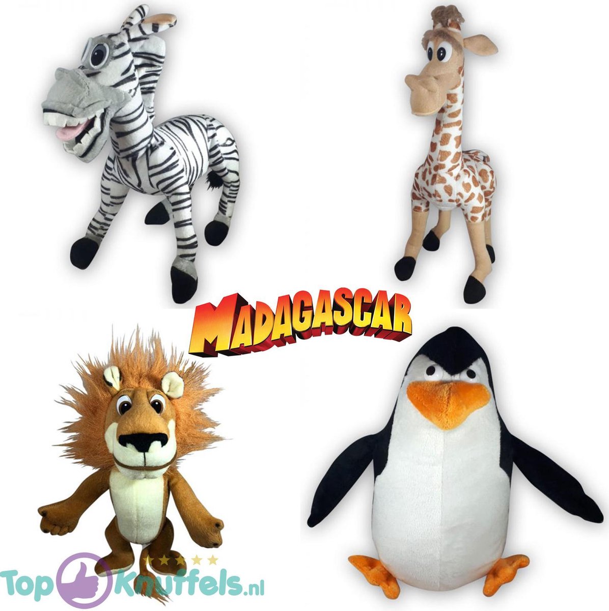 Madagascar Pluche Knuffel Set van 4! Zebra Marty + Giraffe Melman + Leeuw  Alex +... | bol.com