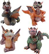 Draken Beeld Fantasy - set van 4 draak beeldjes decoratie 10 cm | GerichteKeuze