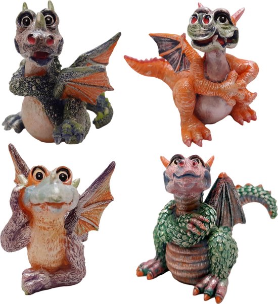 Draken Beeld Fantasy - set van 4 draak beeldjes decoratie 10 cm |  GerichteKeuze | bol.com