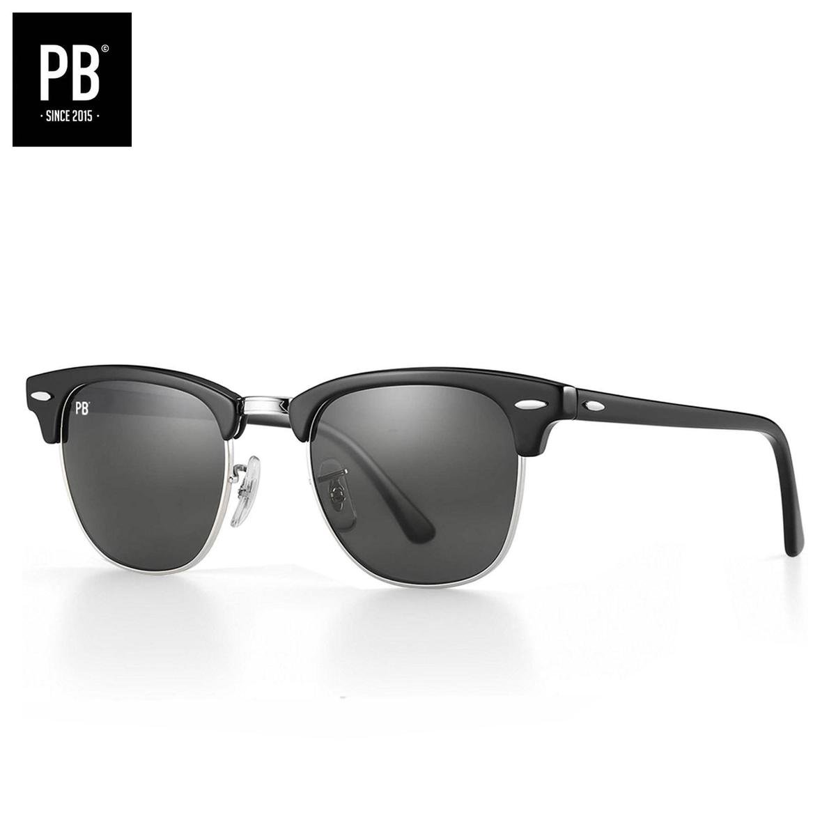 PB Sunglasses - Club Polarised. Zonnebril heren en dames - Gepolariseerd - Zwart design - Ronde vorming