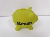 Spaarpot met naam [Spaarvarken] [Spaarpot cadeau] [Lime groen, Fuchsia of Blauw]