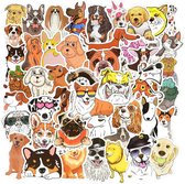 Honden sticker mix met diverse hondenrassen - 50 stickers voor de hondenliefhebber