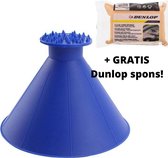 PREMIUM 360 Graden Ronde ijskrabber blauw met GRATIS Dunlop spons