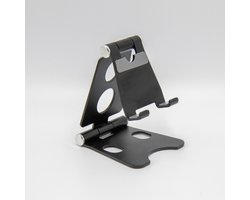 Telefoonhouder Opvouwbaar/Verstelbaar - Stevige Telefoon/Tablet Standaard - Smartphone Houder - Voor op Bureau of Tafel met Antislip - Zwart