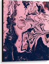 Canvas  - Abstracte Kunst Roze/Zwart - 75x100cm Foto op Canvas Schilderij (Wanddecoratie op Canvas)