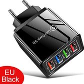 Bazzzy Premium Quick Charge 3.0 - Snellader - 4 USB Poorten - 4 in 1 Lader - USB Lader - Fast Charger - Zwart