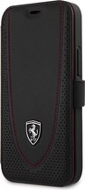 iPhone 12 Mini Bookcase hoesje - Ferrari - Effen Zwart - Leer