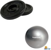 Tunturi - Fitness Set - Halterschijven 2 x 0,5 kg - Gymball Zilver 55 cm