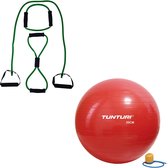 Tunturi - Fitness Set - Tubing Set Groen - Gymball Rood 55 cm