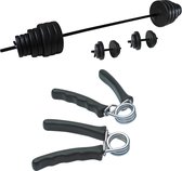 Tunturi - Fitness Set - Vinyl Barbell/Dumbbell Set 50Kg  - Knijphalters 2 stuks